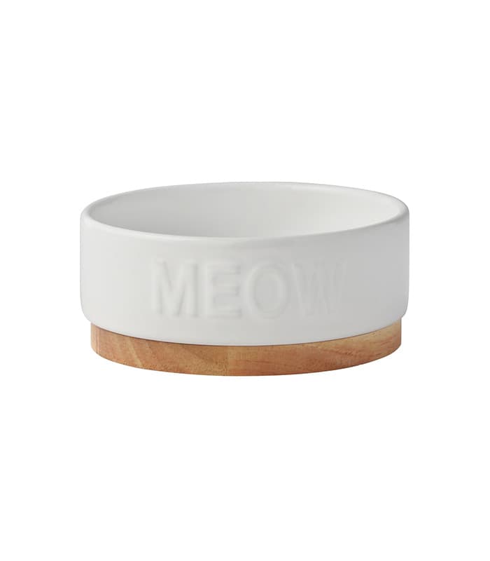 Frisco Round Meow Non-skid Ceramic Cat Bowl